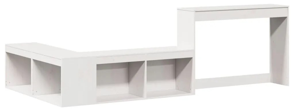 Mesa cabeceira c/ secretária 222x107x75 cm pinho maciço branco