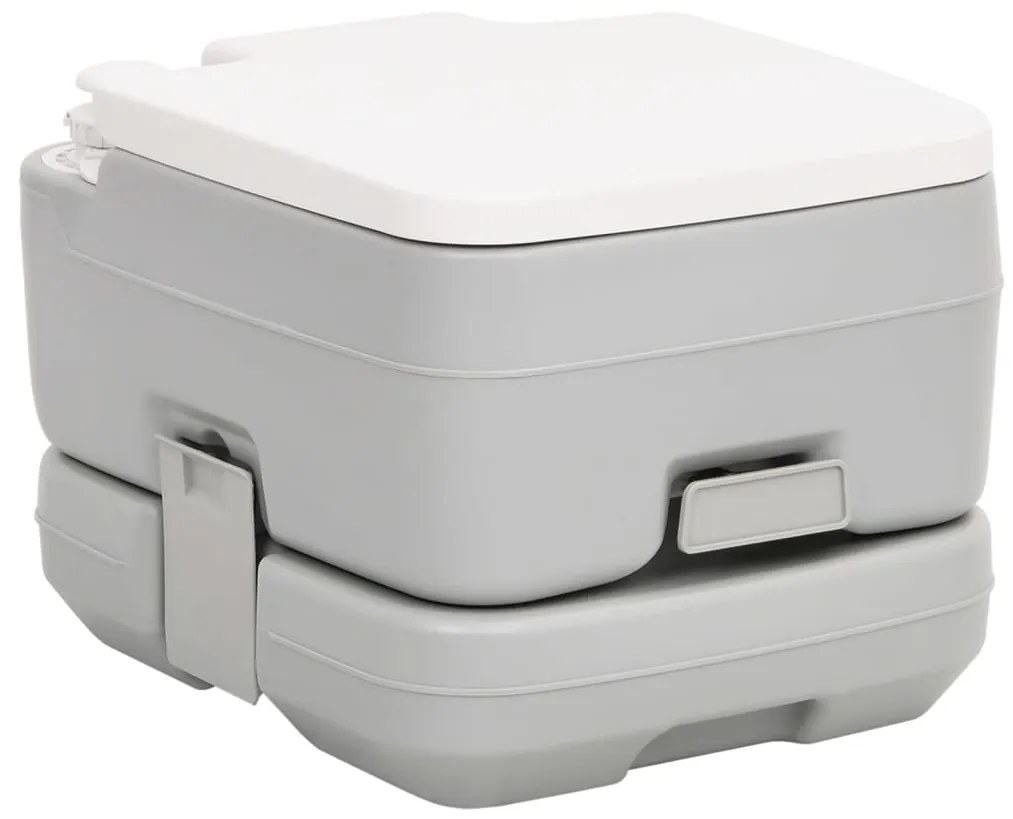 vidaXL Sanita portátil p/ campismo 10+10 L PEAD cinzento e branco