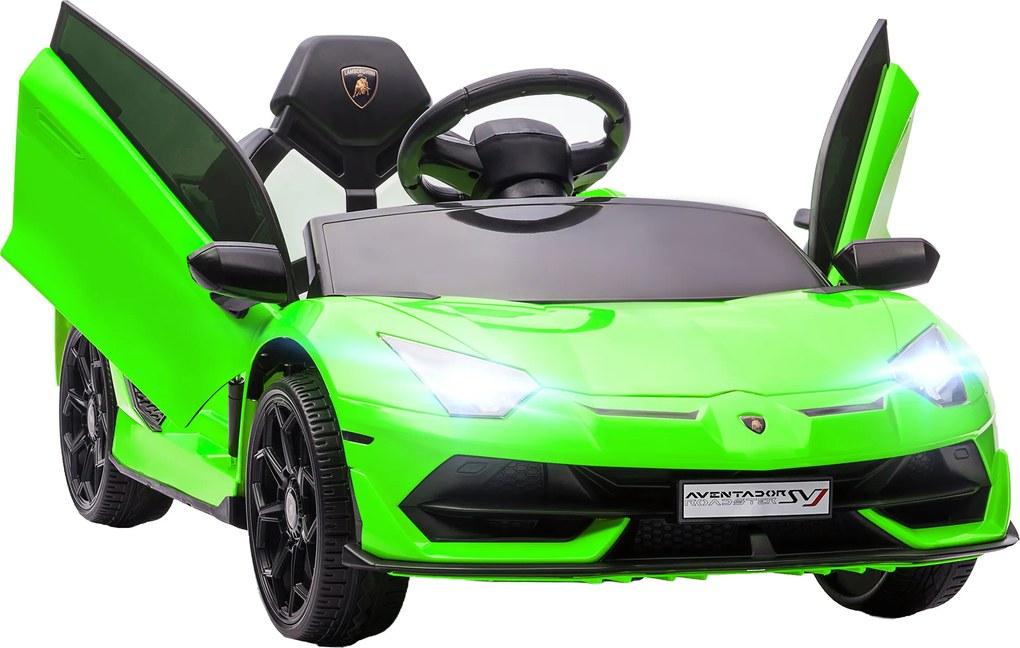HOMCOM Carro Elétrico Infantil Lamborghini Aventador Svj 12V com Portas Asa de Gaivota e Controlo Remoto Verde | Aosom Portugal
