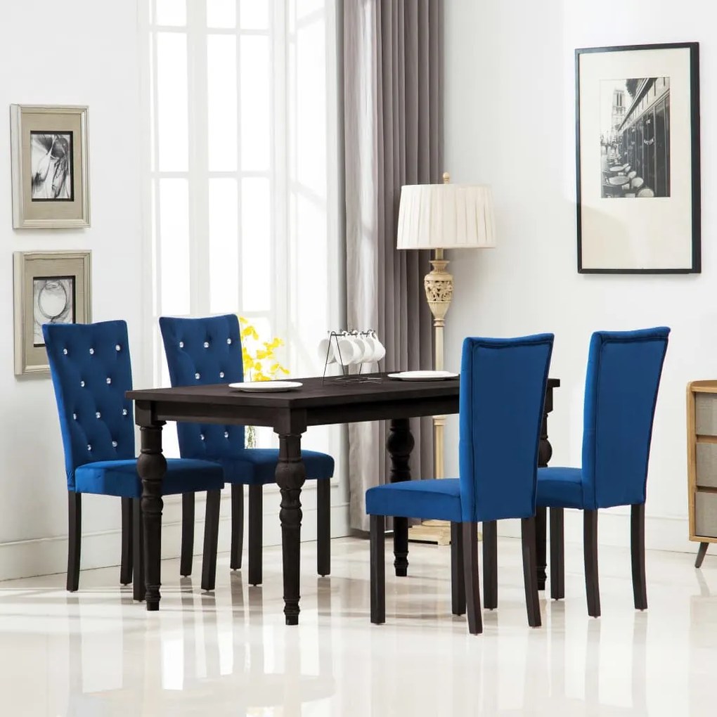 Cadeiras de jantar 4 pcs veludo azul-escuro