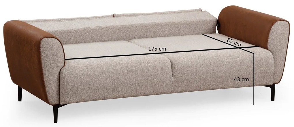 ****  
Sofá-Cama de 3 Lugares Aren – Bege – 215x85x85 cm

**