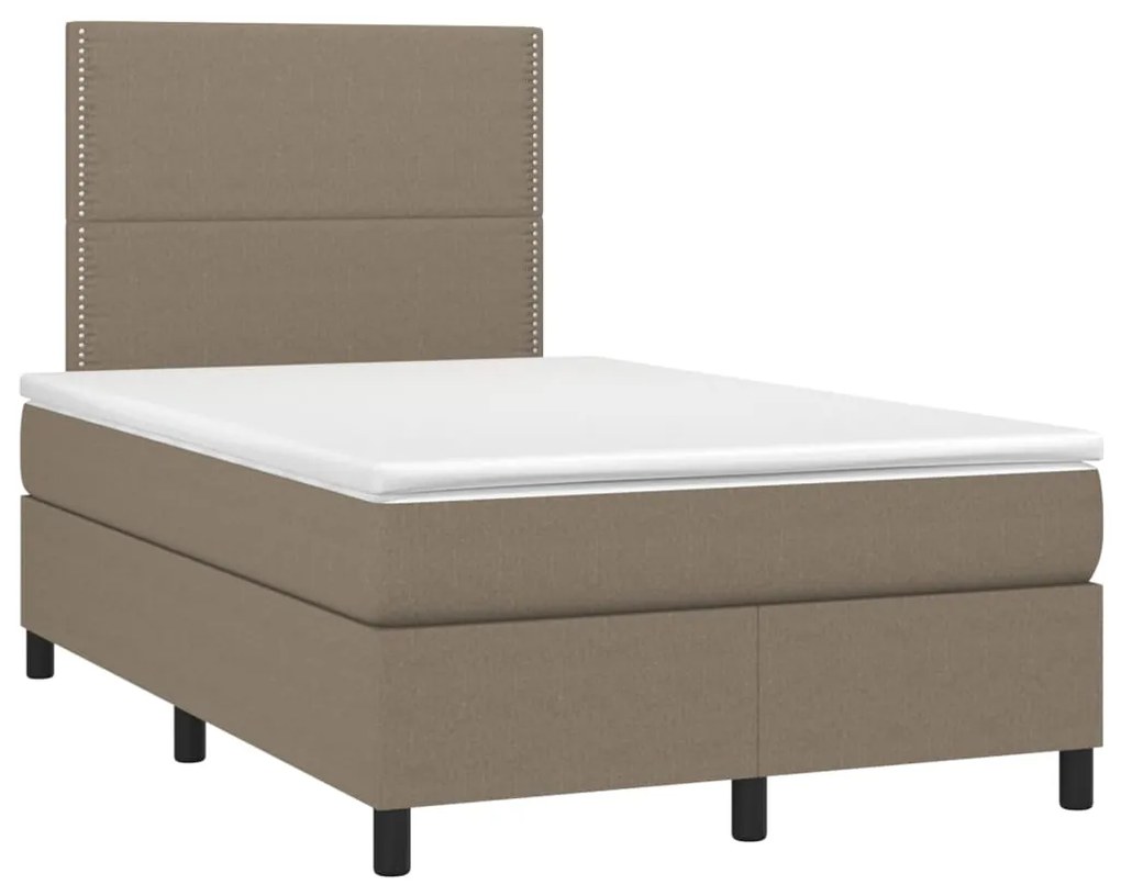 Cama box spring colchão/LED 120x200cm tecido cinza-acastanhado