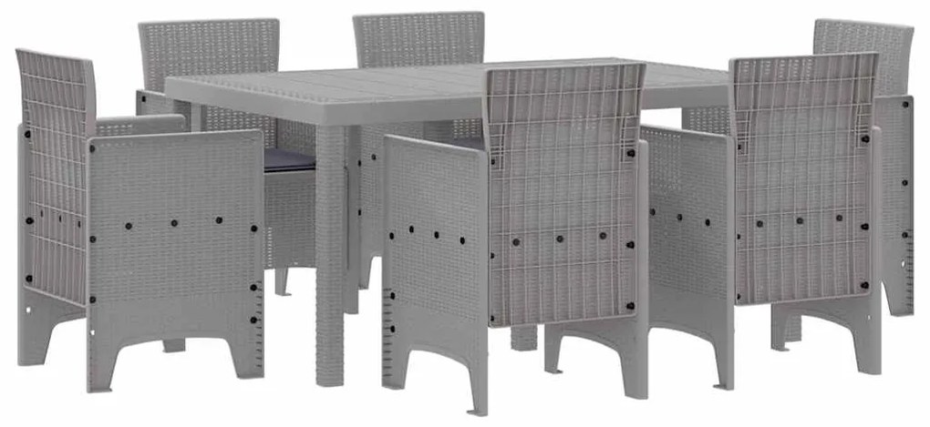 Conjunto de Jantar para Jardim 7 pcs Cinzento-claro