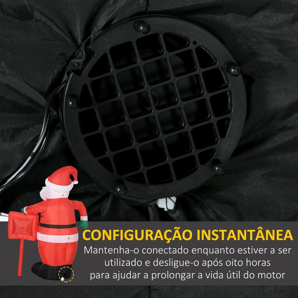 HOMCOM Pai Natal Insuflável com Placa Insuflável de Natal com 3 Luzes