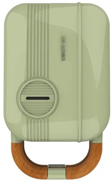 Tostadeira de estilo retro Rock'nToast Retro One Green com capacidade para uma sanduíche e 3 pares de placas amovíveis