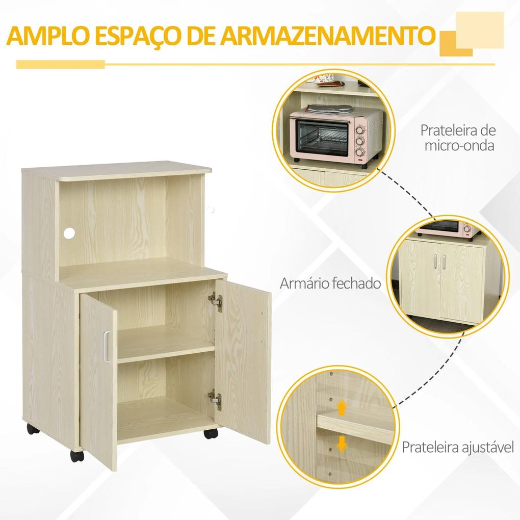 Armário Little com Rodas - Cor Carvalho - Design Moderno