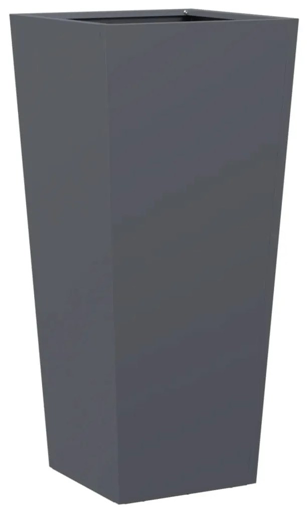 Vaso/floreira de jardim 2 pcs 35x35x75 cm aço antracite