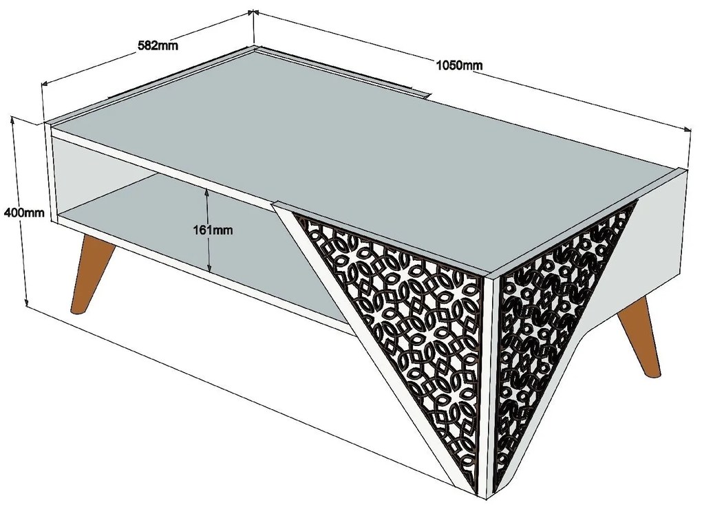 Mesa de Centro Beril – Nogueira – 105x58x40 cm