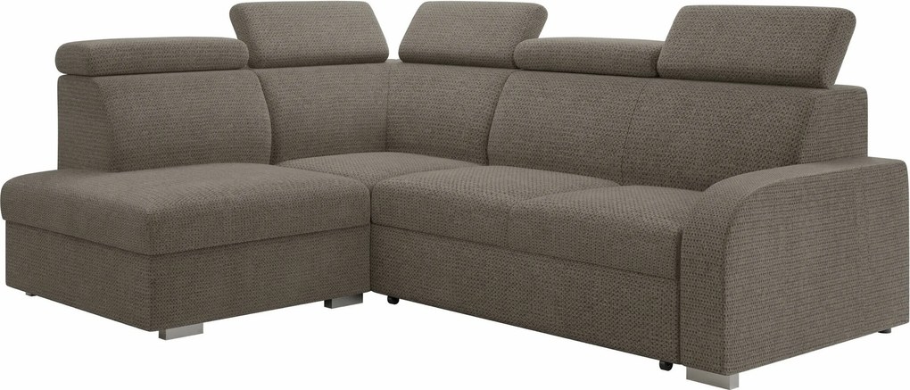 Sofá de canto Etrcala 108, Cama com arrumação, 250x200x85cm, 144 kg, Pernas: Madeira, Plástico