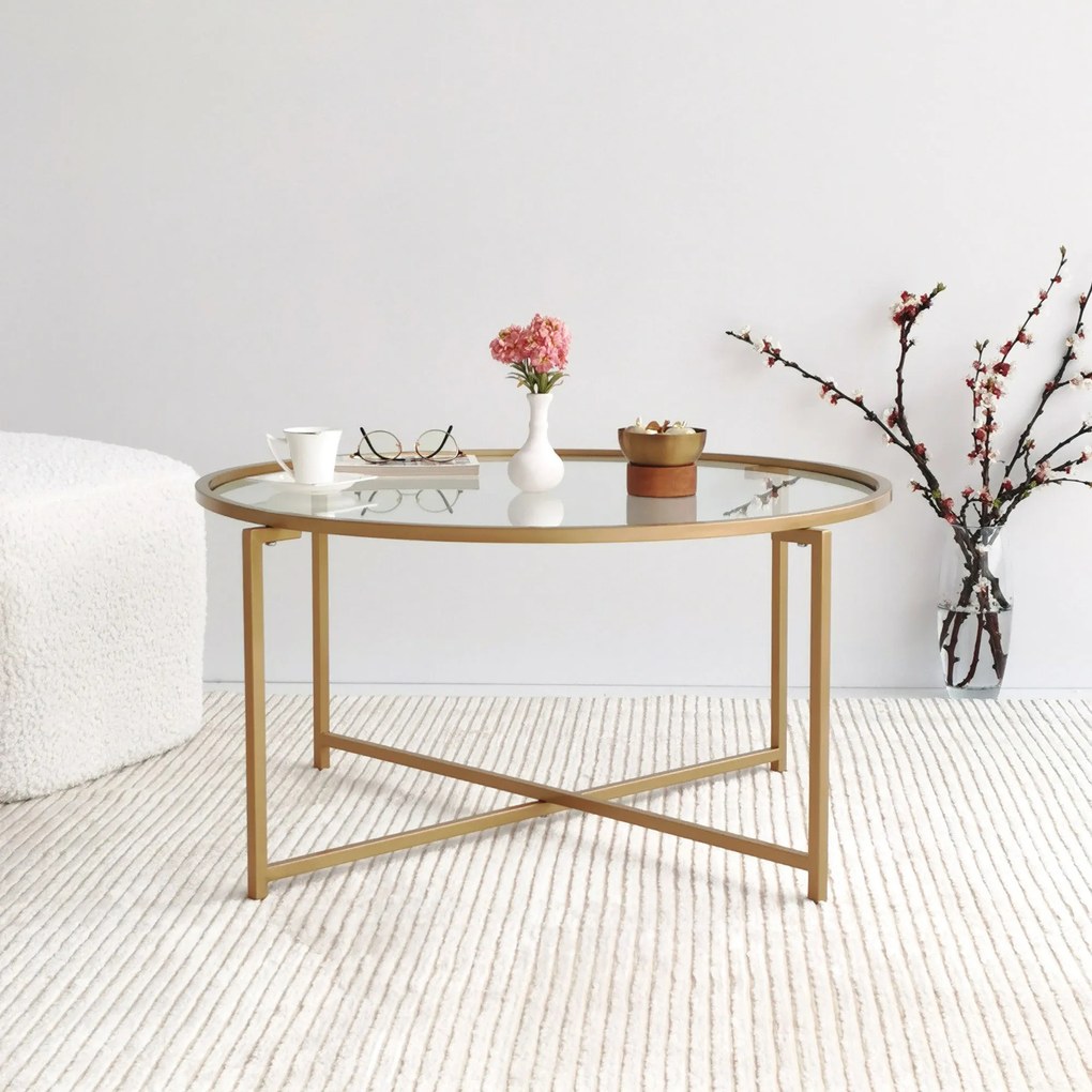 Mesa de Centro Gold Sun – Dourado – 83 x 40 x 83 cm