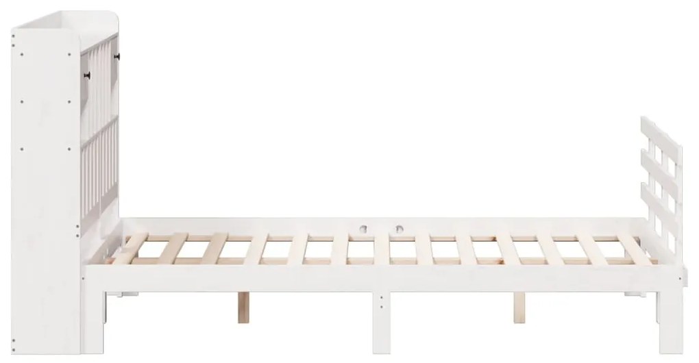Cama com estante sem colchão 160x200 cm pinho maciço branco