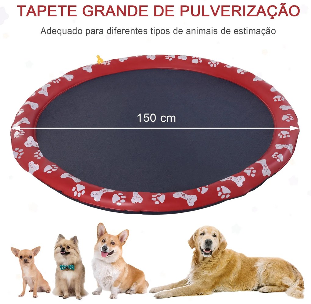 PawHut Splash Pad 150 cm Tapete Aquático para Animais de Estimação com