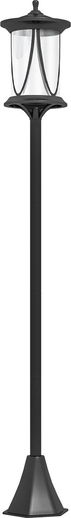 Candeeiro de Pé Solar de Jardim, 17 x 17 x 127 cm, Acendimento Automático, Preto