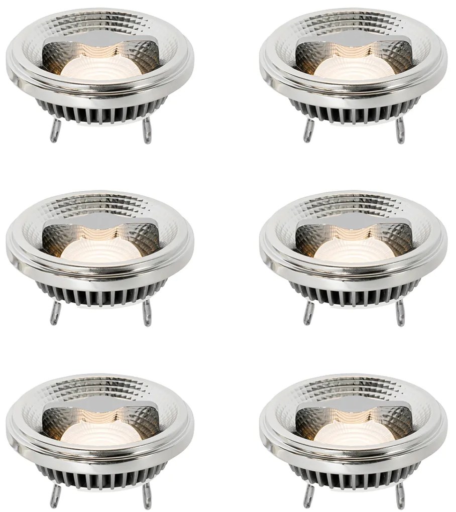 Conjunto de 6 lâmpadas LED G53 reguláveis 111mm 12W 600 lm 2700K