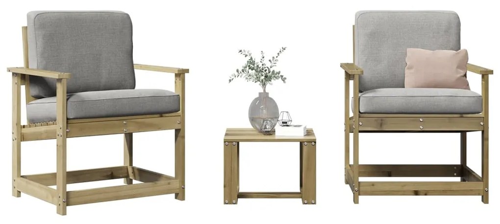 vidaXL 3 pcs conjunto lounge de jardim madeira de pinho impregnada