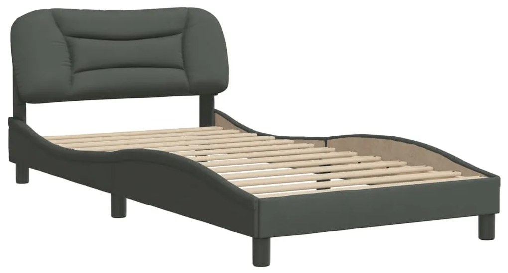 Estrutura de cama sem colchão 100x200 cm tecido cinzento-escuro