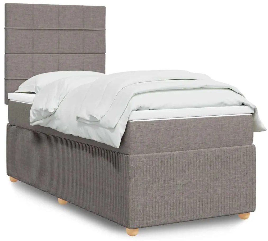 Cama com molas/colchão 100x200 cm tecido cinza-acastanhado