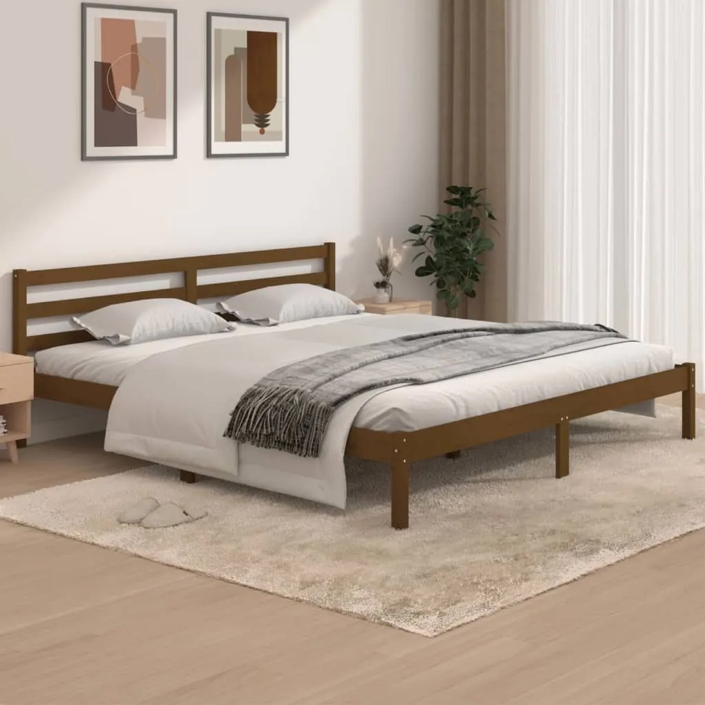 810448 vidaXL Estrutura cama super king 180x200 cm pinho maciço castanho mel