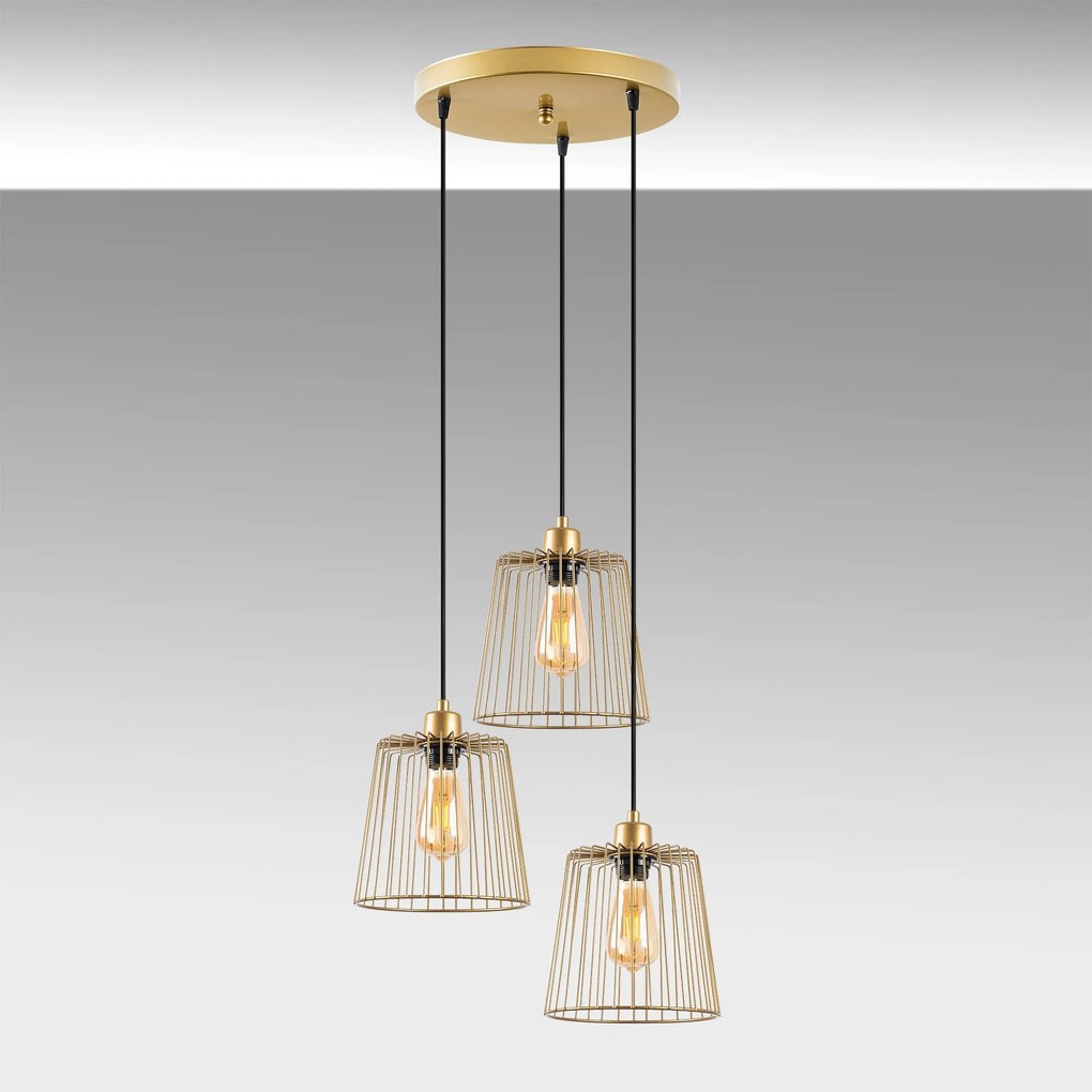 Candeeiro de Teto Pirlo – Dourado Brilhante – 50 x 50 x 114 cm