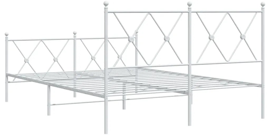 Estrutura de cama com cabeceira e pés 140x190 cm metal branco