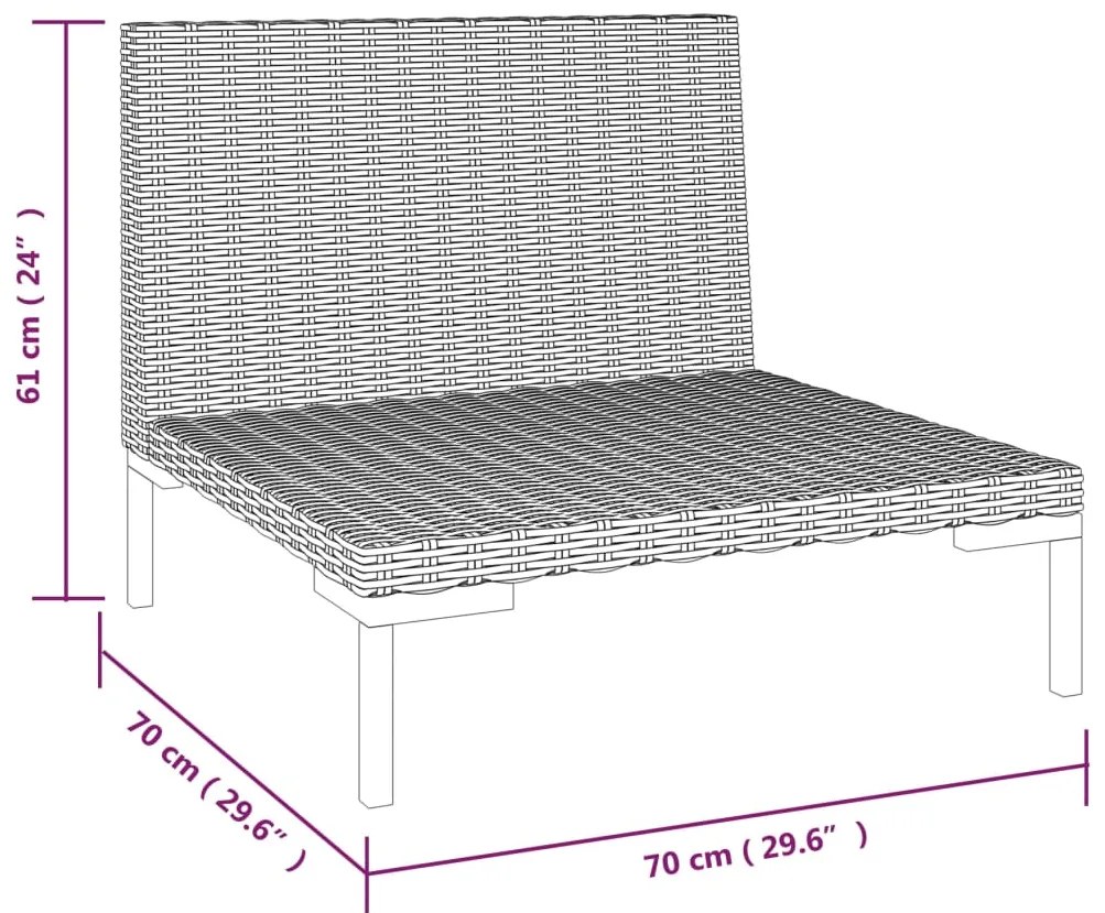 Sofás de jardim com almofadões semicircular 2 pcs vime PE