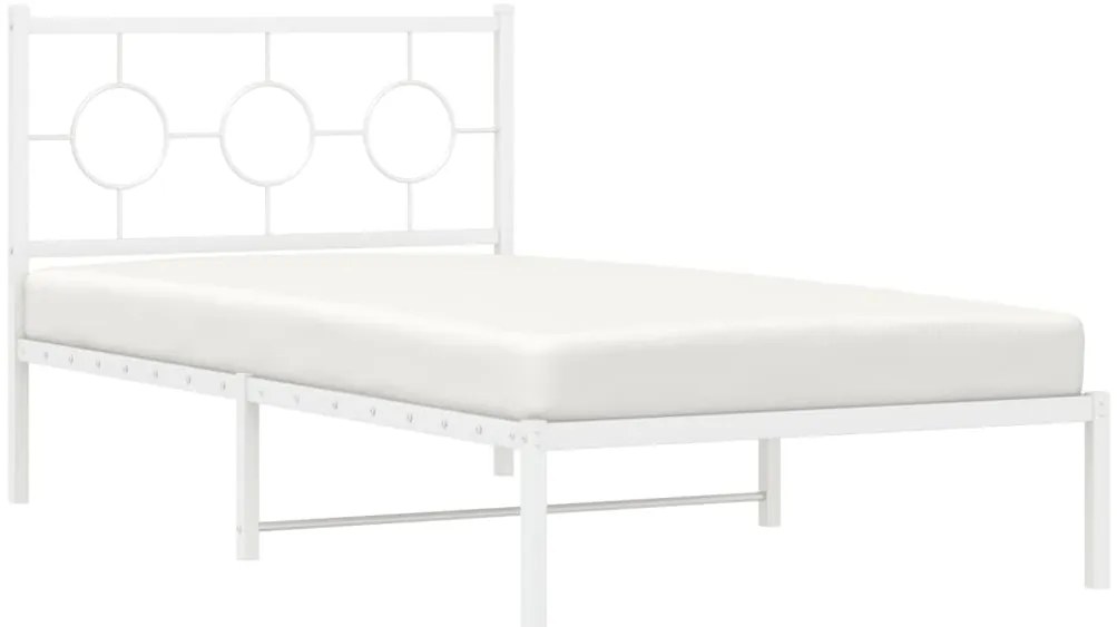 Estrutura de cama com cabeceira 100x200 cm metal branco