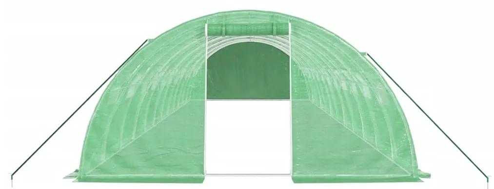 Estufa com estrutura de aço 48 m² 12x4x2 m verde
