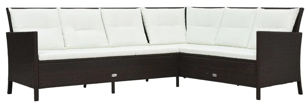 3 pcs conjunto lounge jardim c/ almofadões vime PE castanho