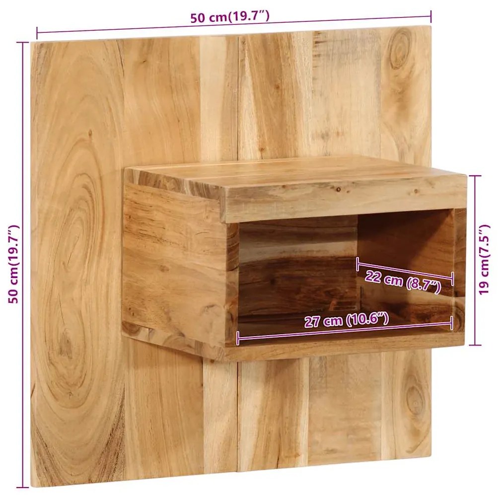 Mesa de cabeceira 50x27x50 cm madeira de acácia maciça