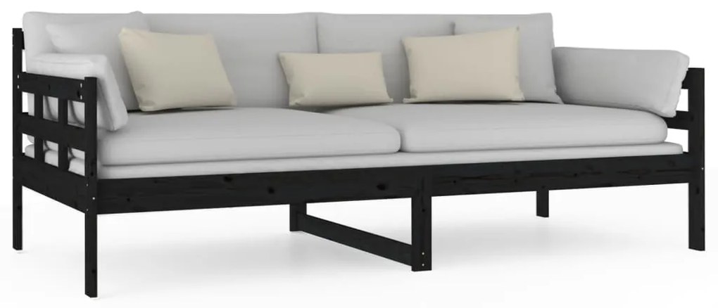 Sofá-cama 90x190 cm madeira de pinho maciça preto