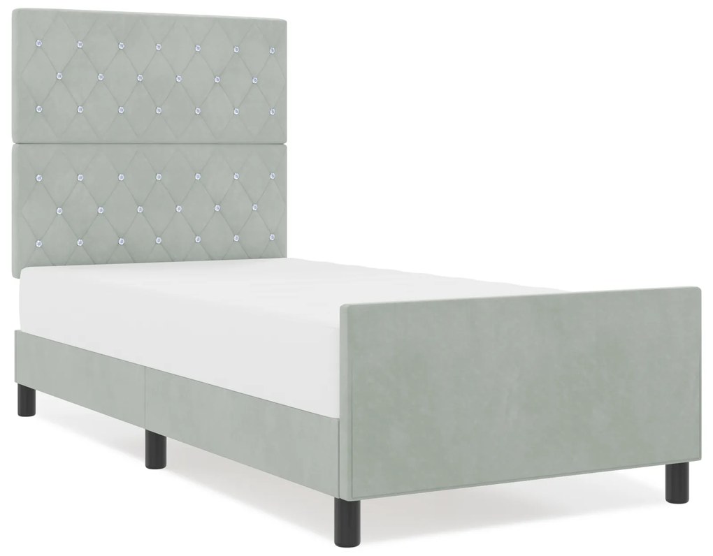 Estrutura da Cama vidaXL Cinzento claro 90x190 cm Veludo