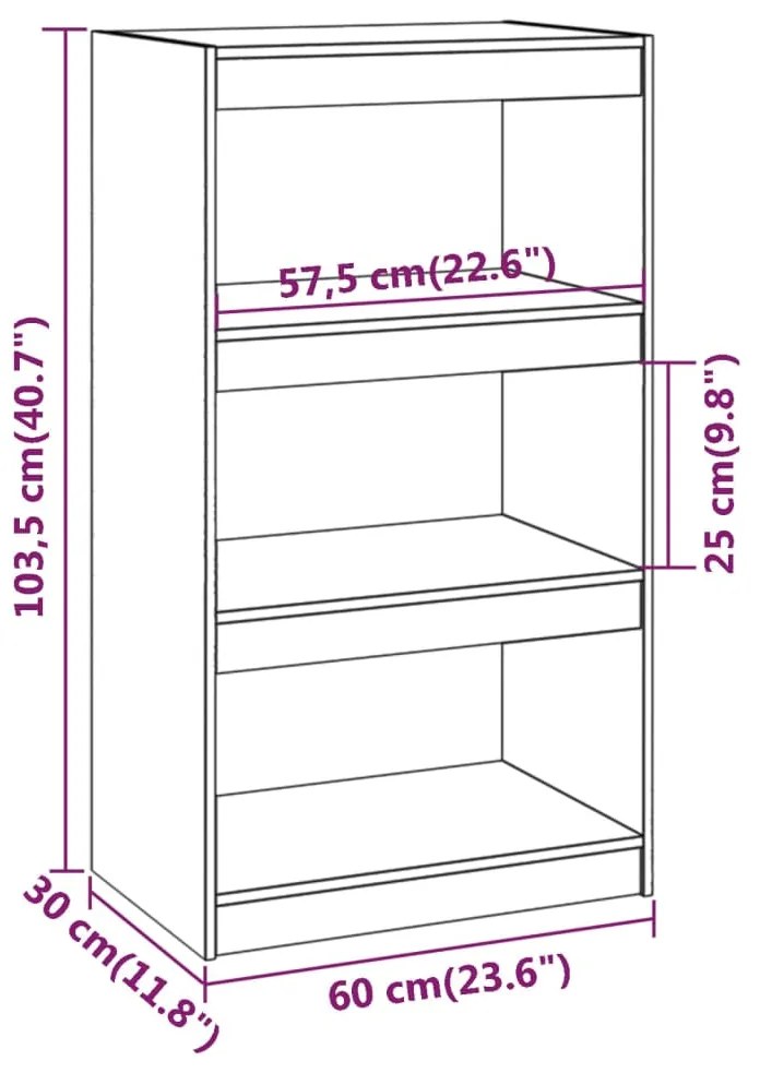 Estante/divisória 60x30x103,5 cm pinho maciço castanho mel