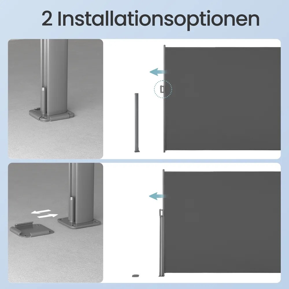 Toldo lateral, cortina lateral extensível 200,1 x 350,1 cm, proteção visual antracite