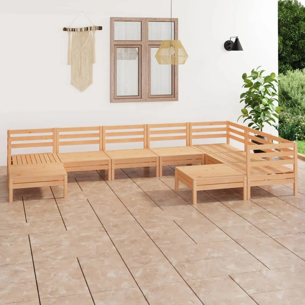 vidaXL 9 pcs conjunto lounge de jardim pinho maciço