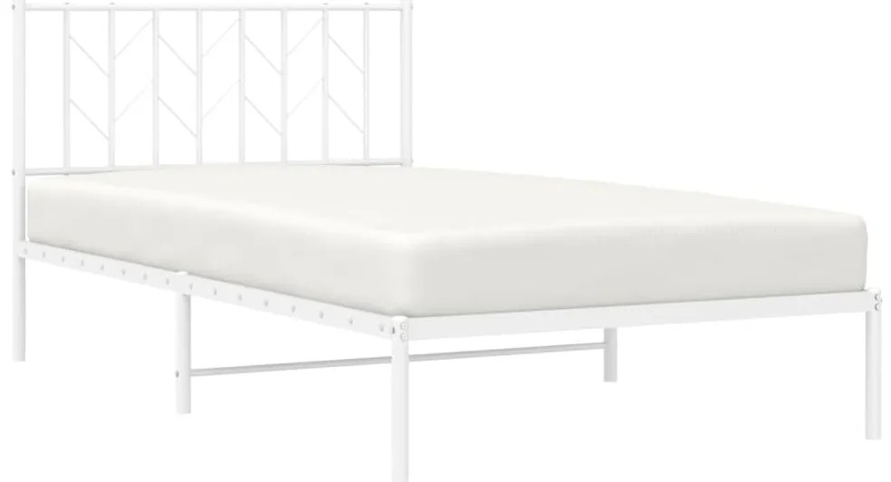 Estrutura de cama em metal com cabeceira 107x203 cm branco