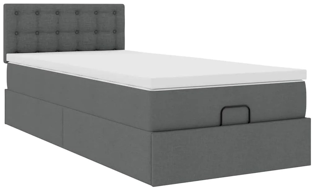 Estrutura cama otomana colchão 90x190 cm tecido cinzento escuro