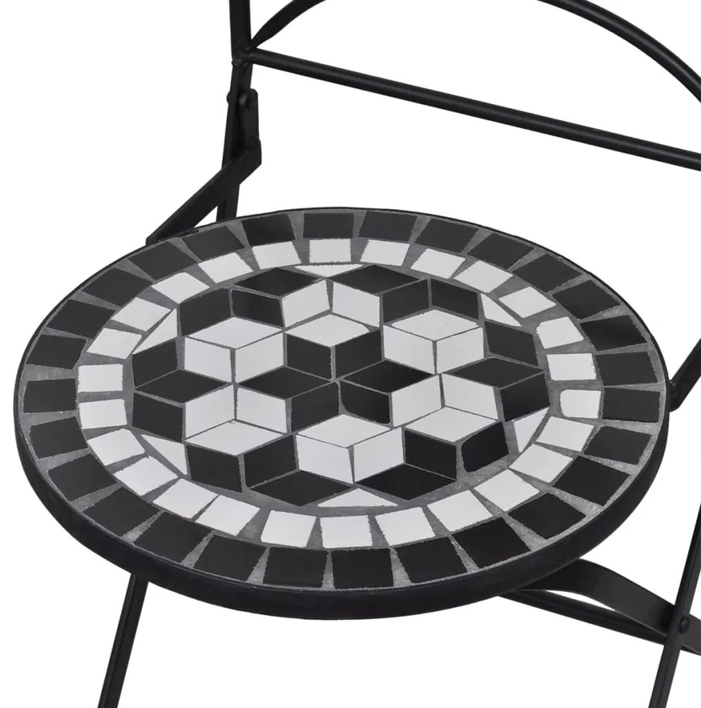 Conjunto bistrô azulejos de cerâmica 3 pcs preto e branco