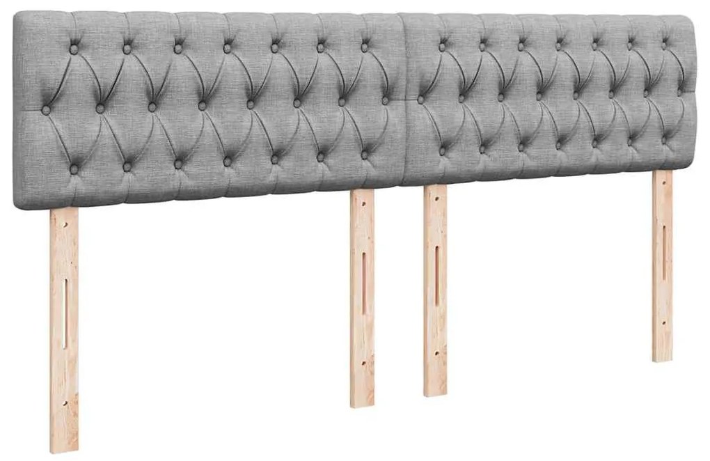 Cama com molas/colchão 200x200 cm tecido cinza-claro