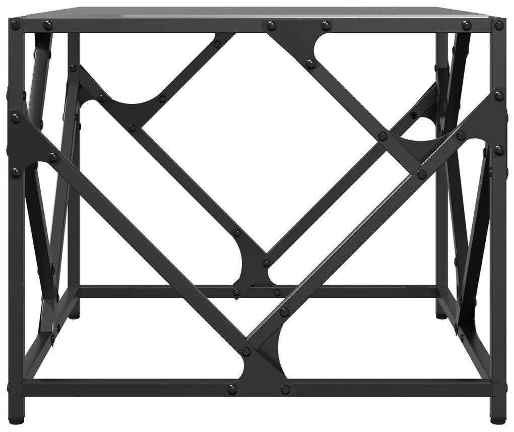 Mesa de centro com topo em vidro preto 50x50x41 cm aço
