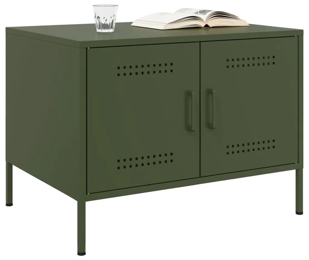 Mesa de centro 68x50x50,5 cm aço verde azeitona