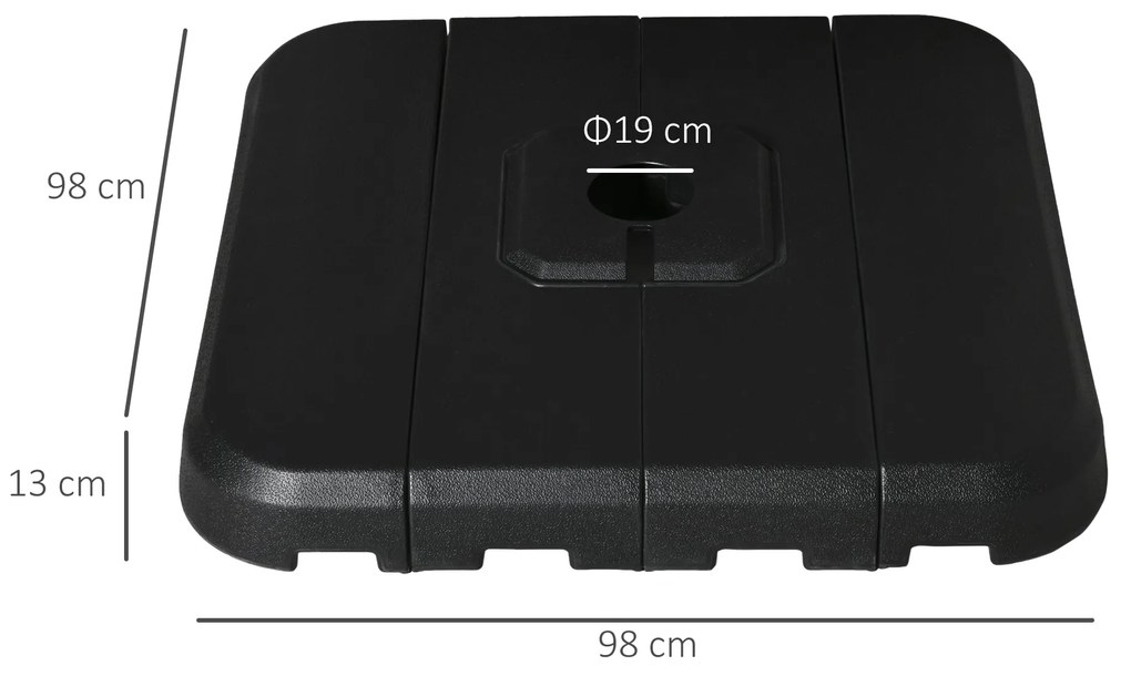 Base para Chapéu de Sol de 4 Peças Recarregável com Água 90kg Areia 13