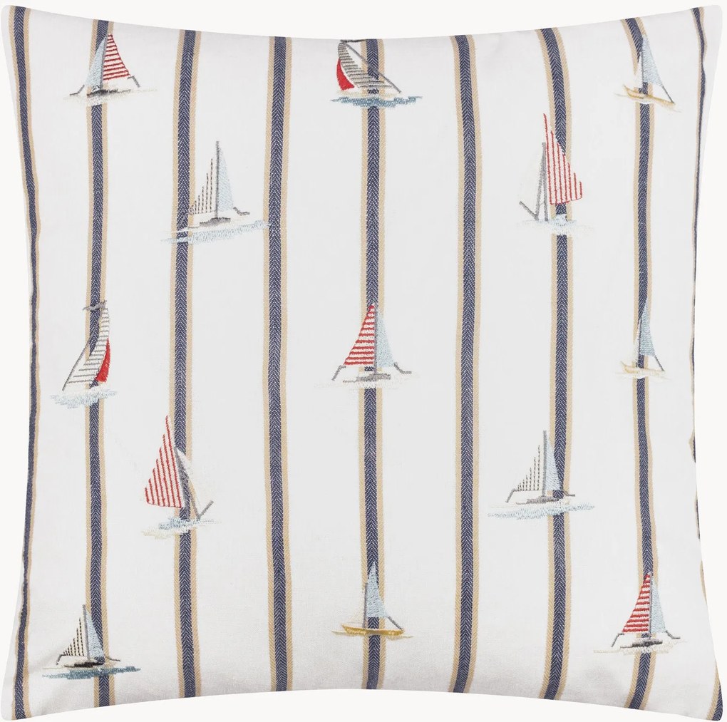 Almofada em algodão bordada à mão Abersoch Regatta