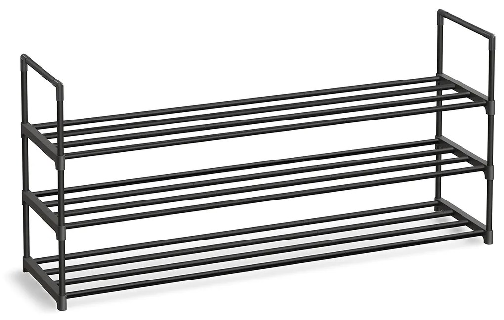 SONGMICS Sapateira de 3 níveis, organizador de sapatos, prateleira de metal, acomoda de 15 a 18 pares de sapatos, prateleira empilhável para sapatos, para corredor, sala de estar, quarto, 116 x 30 x 55 cm, preto LSA033B01