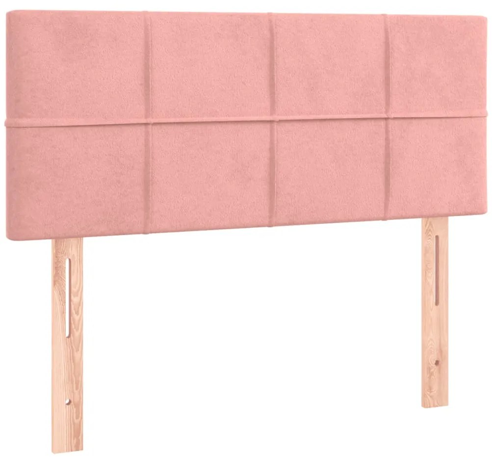 Cabeceira de cama c/ luzes LED veludo 100x5x78/88 cm rosa
