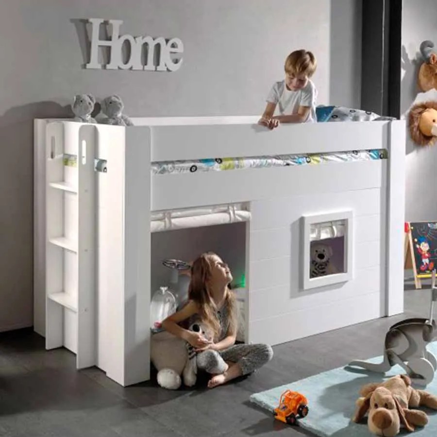 Conjunto Cama infantil NOAH + Cortina e Porta de Tecido Branca