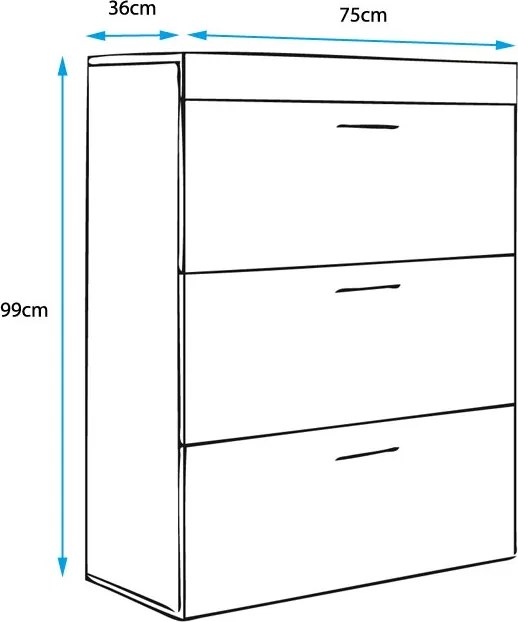 Cómoda "Dinora" - 75x99x36 cm - Branco - Melamina Brilhante - Design M