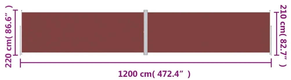 Toldo lateral retrátil 220x1200 cm castanho