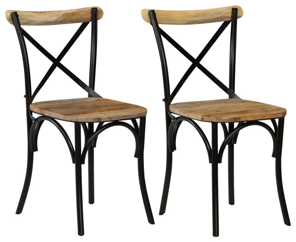 vidaXL Cadeiras costas cruz 2 pcs mangueira maciça preto