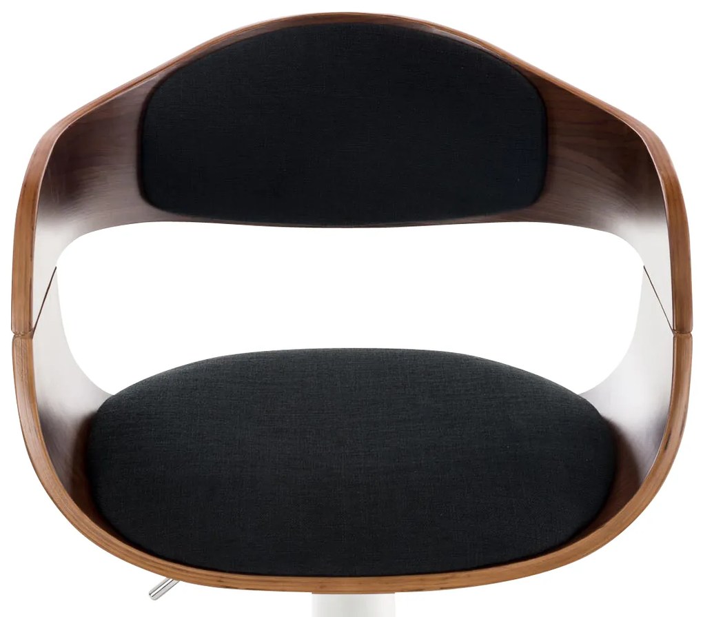 Banco de bar Kingston em tecido e com estrutura cromada 50 x 88-102 x 48 cm Preto + Cor Nogueira