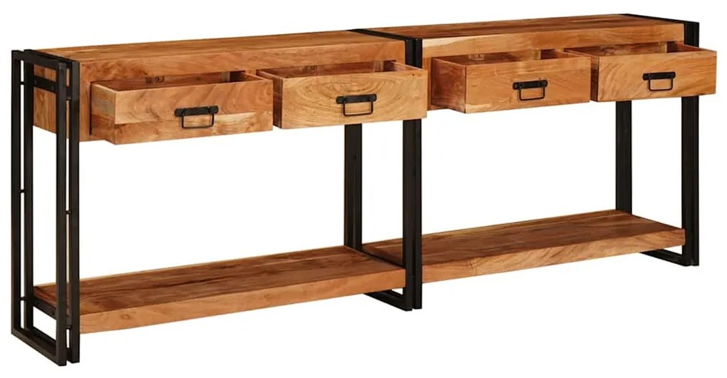 Mesas consola 2 pcs Castanho Madeira de acácia maciça